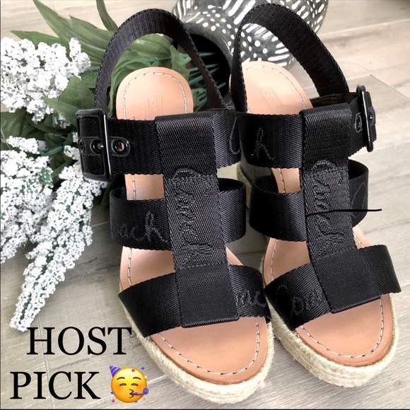 Coach Shoes - Coach Black Wedges Espadrille Sandals